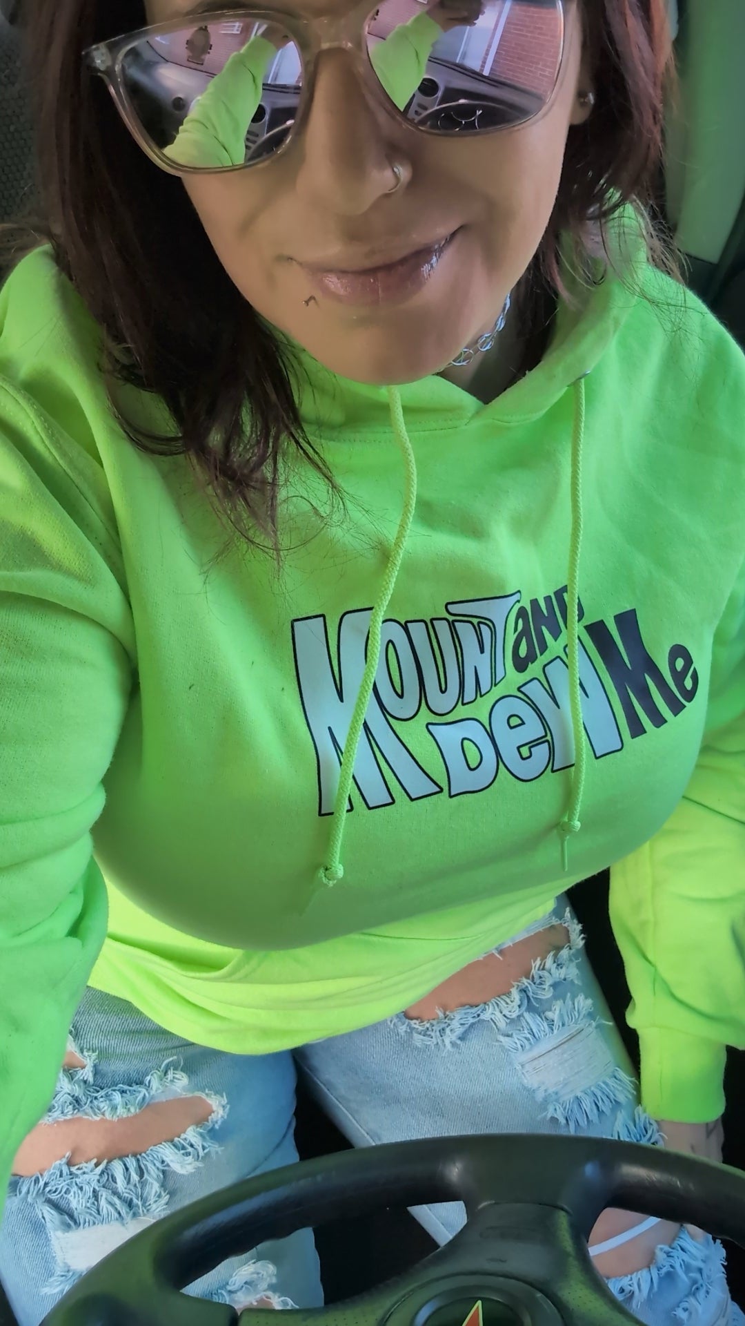 Mount and Dew Me | Funny Neon Green Men's and Women's Streetwear Hoodie