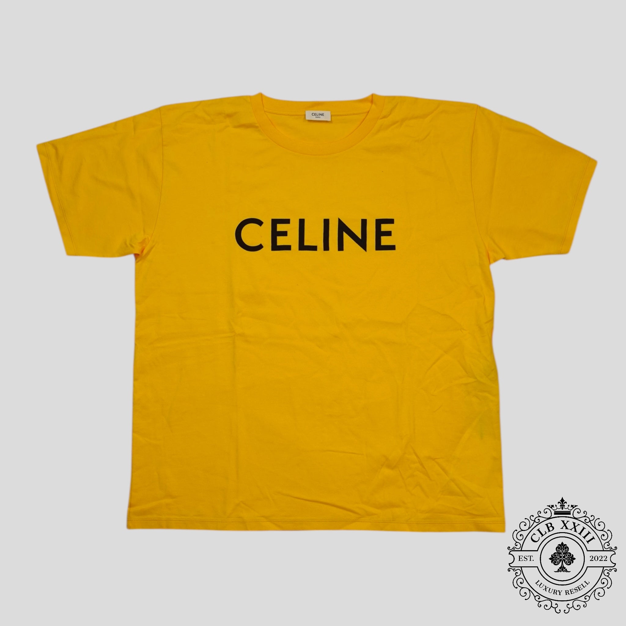 Celine Homme Logo Tee in Yellow