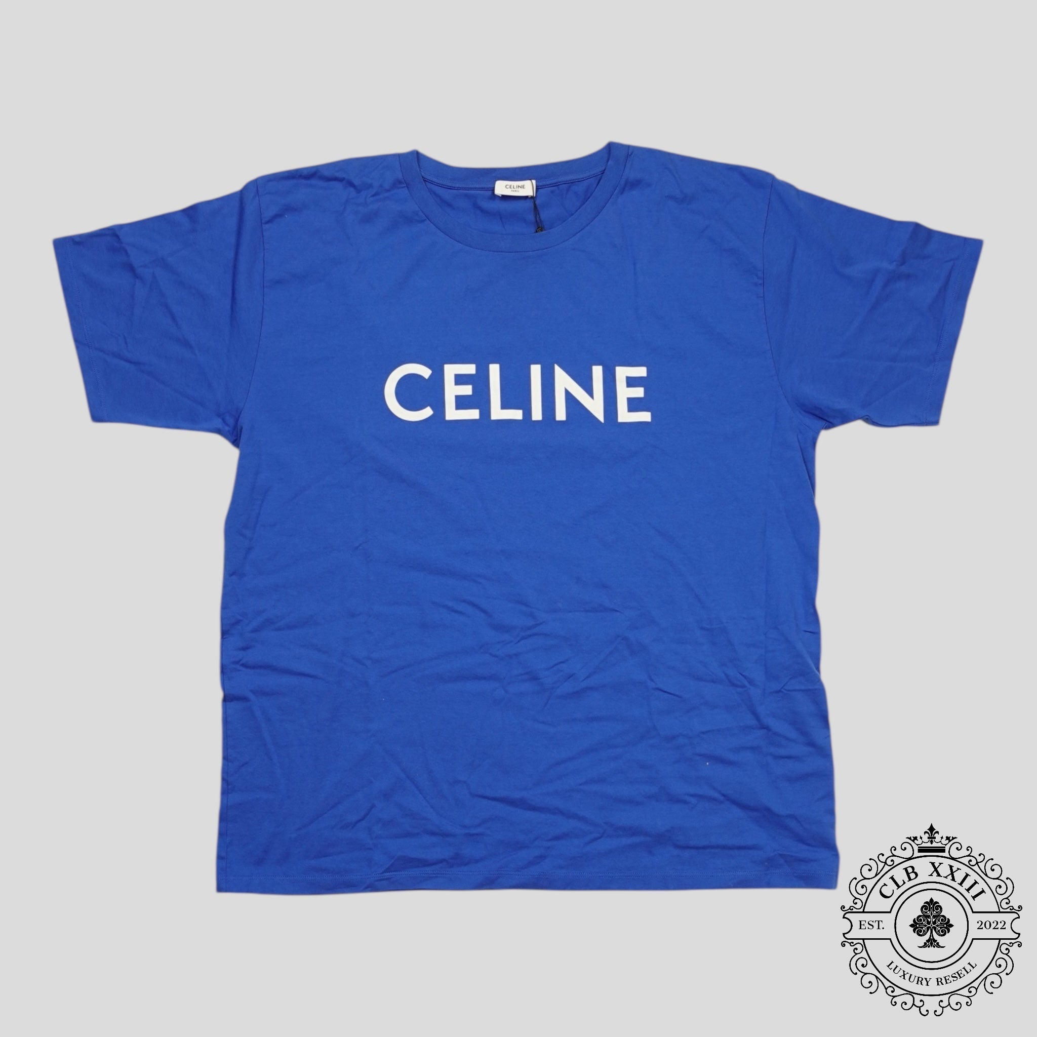 Celine Homme Logo Tee in Blue