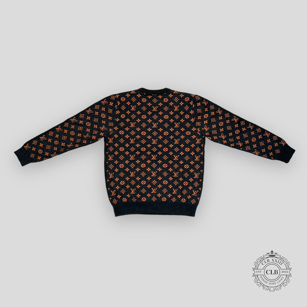 LOUIS VUITTON MONOGRAM KNIT SWEATER - GREY/ORANGE