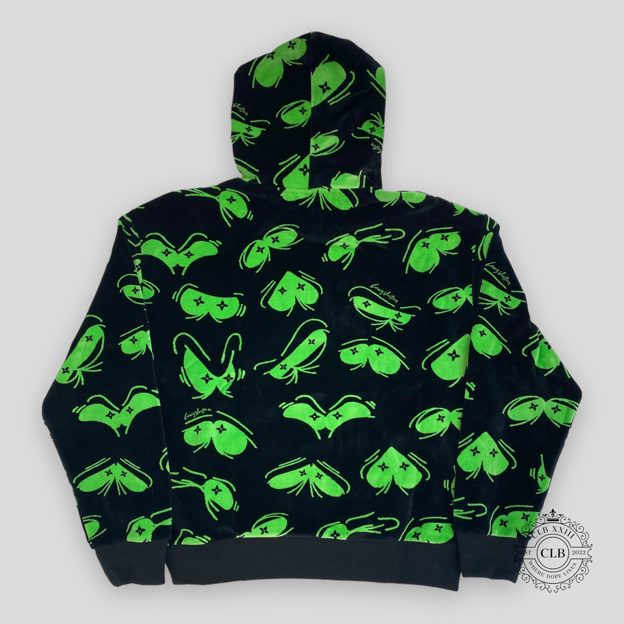 LOUIS VUITTON EYES GRAPHIC JACQUARD HOODIE - BLACK/GREEN